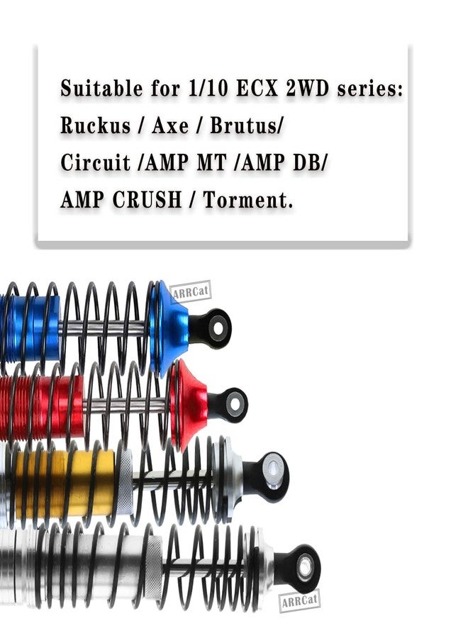 ARRCat RC Shocks Upgrades Parts for Ecx 1/10 2WD Ruckus Axe Brutus Circuit AMP MT AMP DB AMP Crush K&N Torment,4PCS Front Rear Aluminum Big Bore Shocks Full Metal Dampers Hops Up Absorbers,Navy Blue - Image 2